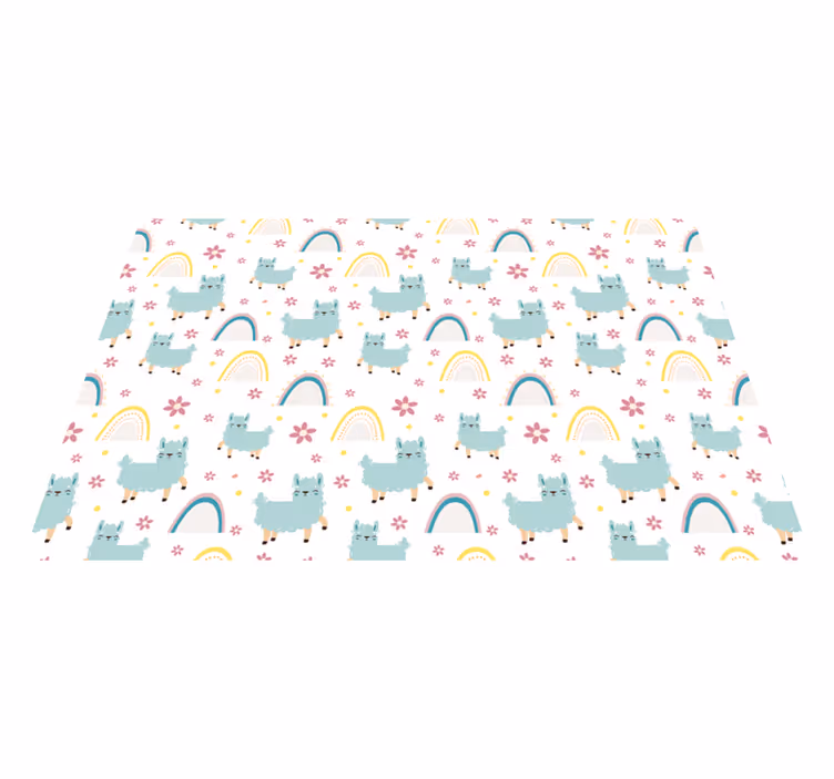 Rainbow and llamas vinyl rug - TenStickers