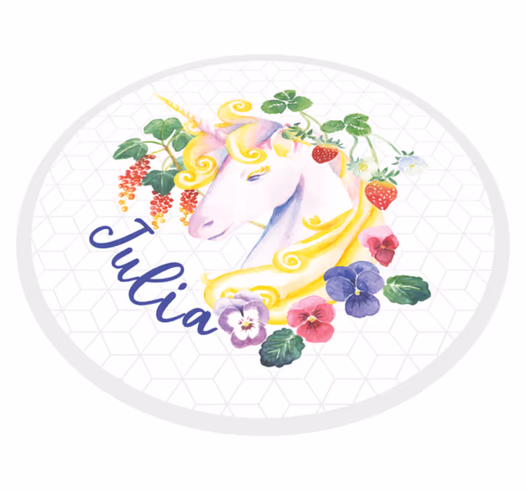Custom unicorn blossom teenager vinyl rug - TenStickers