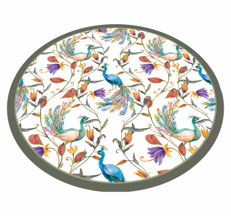 Beautiful peacock blooms flower vinyl rug - TenStickers