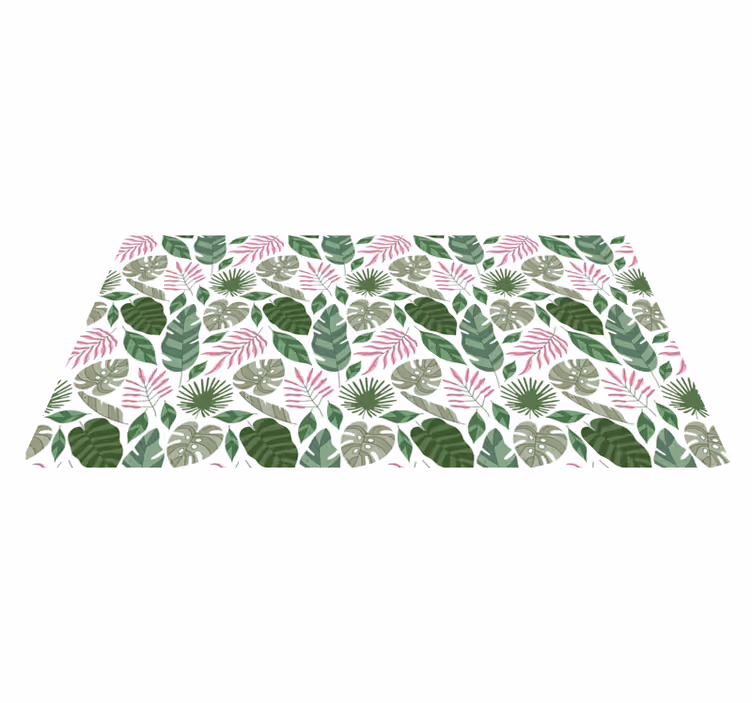 Nature vinyl rug with tropical leaf designs - TenStickers