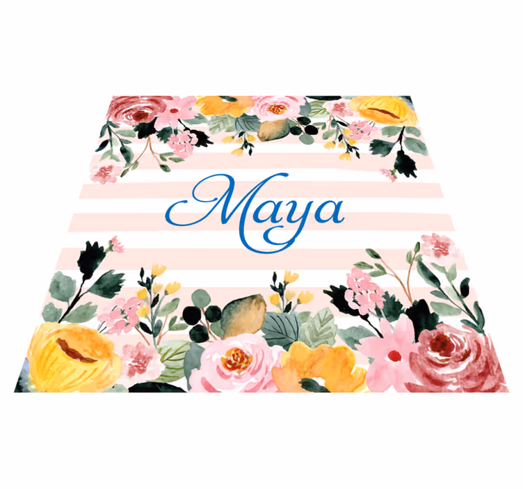 Floral personalisation bedroom vinyl rug - TenStickers