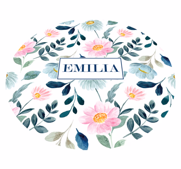 Floral name personalisation bedroom vinyl rug - TenStickers
