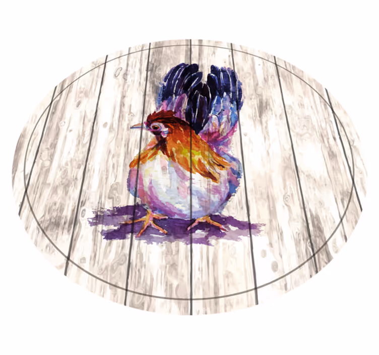 Animal print vinyl rug charming colorful chicken - TenStickers