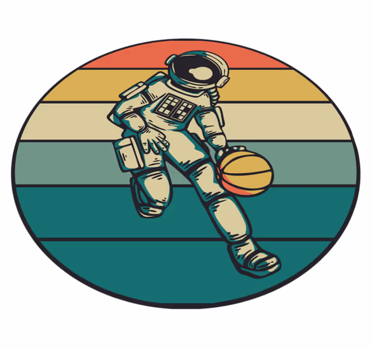 Vintage basketball astronaut  bedroom rug - TenStickers