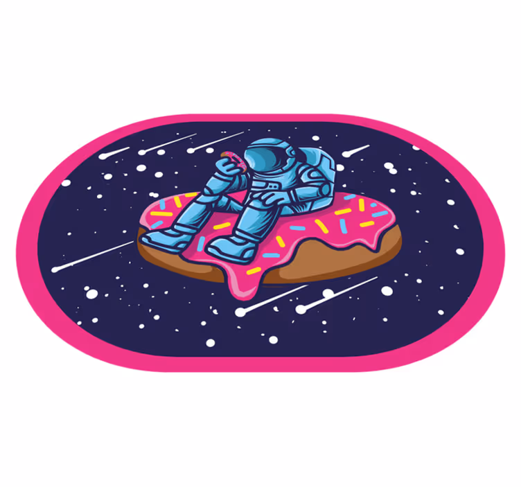 Astronaut On Donut teenager vinyl rug - TenStickers