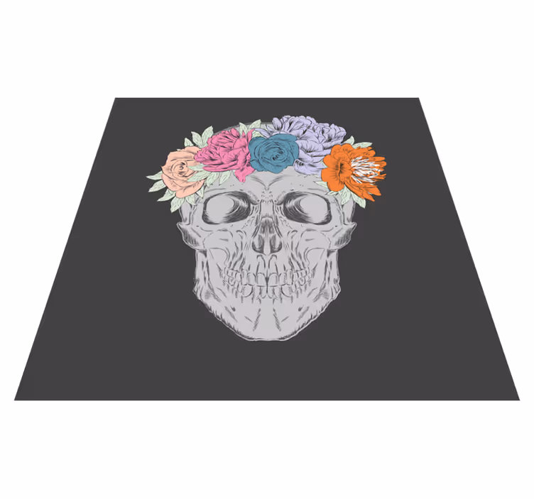 Floral Skull Art teenager vinyl rug - TenStickers