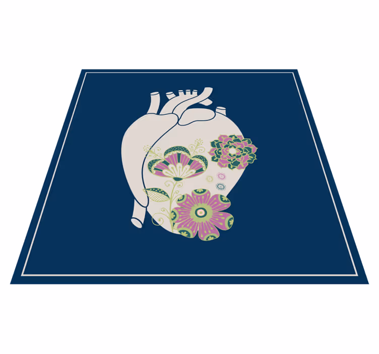 Heart Floral Pattern nordic vinyl rug - TenStickers