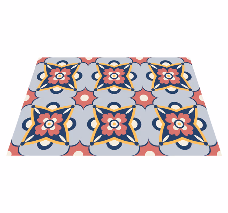 Botanical grey composition mosaic vinyl rug - TenStickers