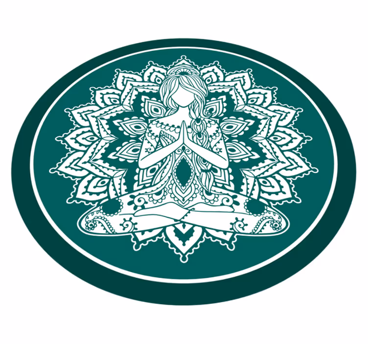 Meditative green art mandala vinyl rug - TenStickers