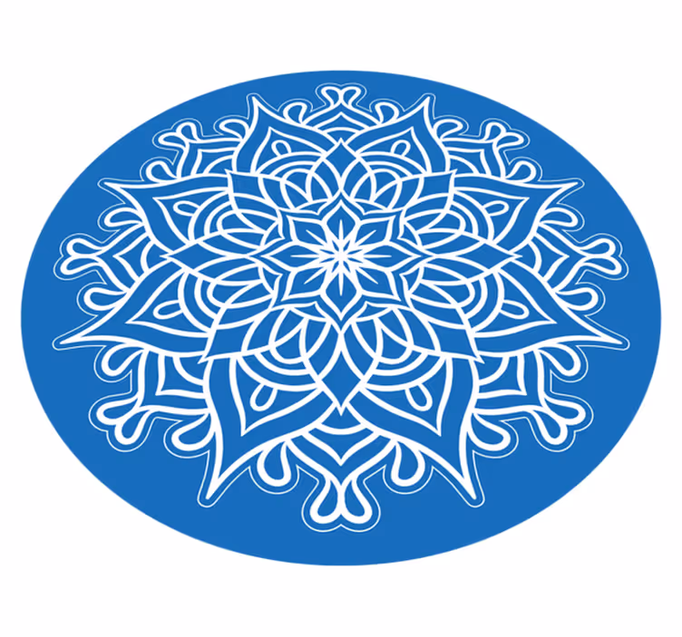 Intricate blue composition mandala vinyl rug - TenStickers