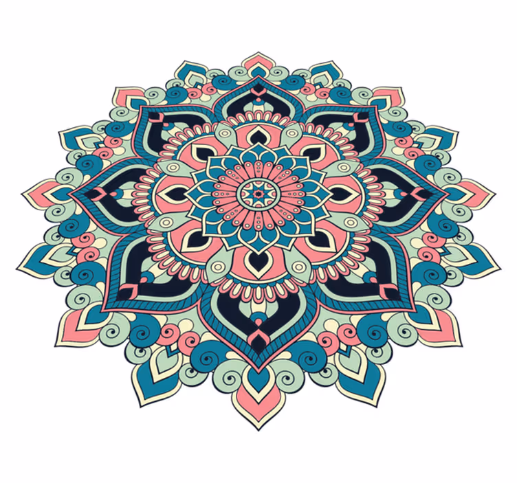 Mandala vinyl rug with vibrant floral design - TenStickers