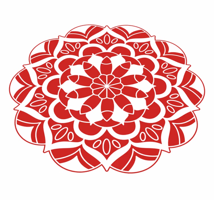 Red floral mandala pattern mandala vinyl rug - TenStickers