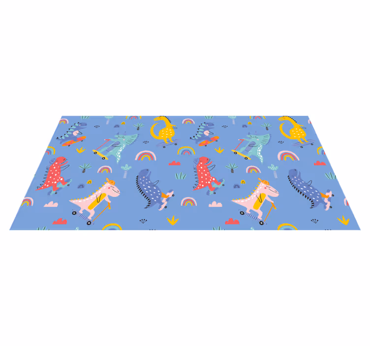 Colorful Dinosaur adventure kids vinyl rug - TenStickers