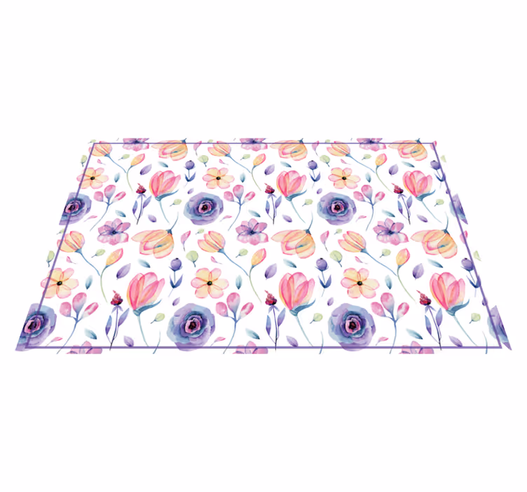 Floral Watercolor Pattern flower vinyl rug - TenStickers