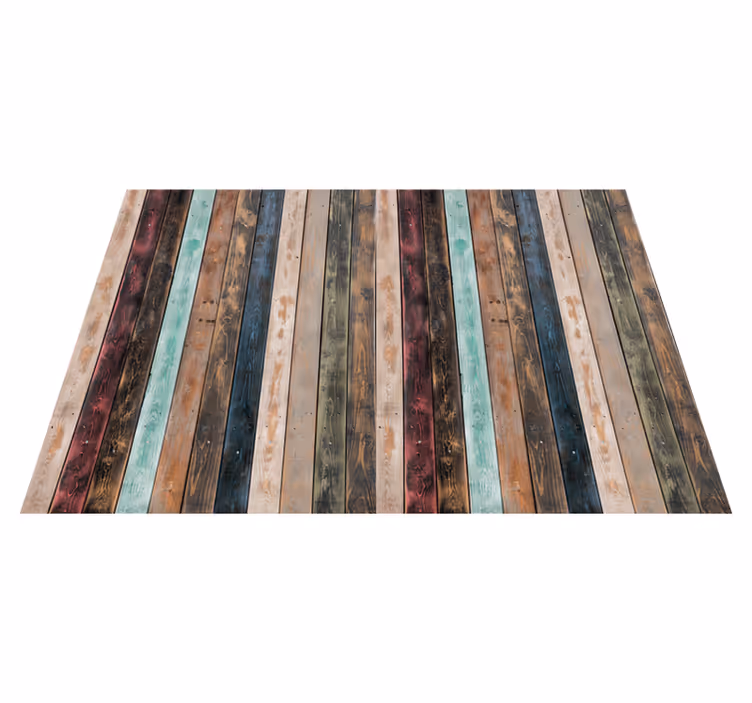Colorful vertical planks wood effect vinyl rug - TenStickers