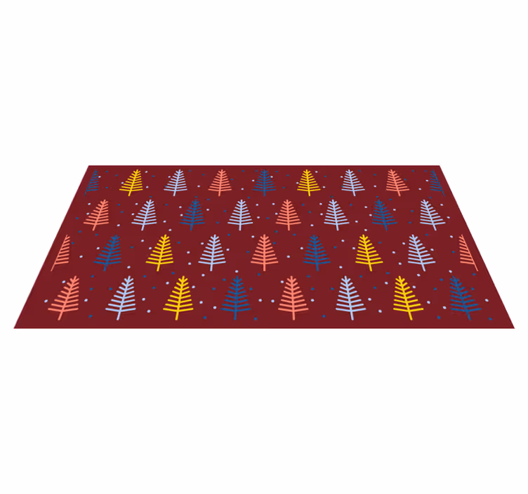 Red colorful trees christmas vinyl rug - TenStickers