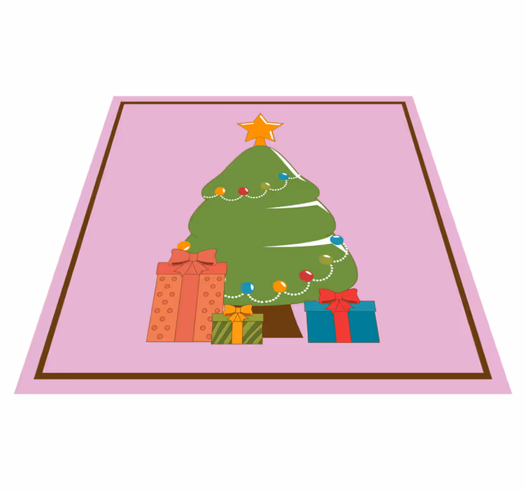 Illustration of a tree with gifts christmas vinyl rug - TenStickers