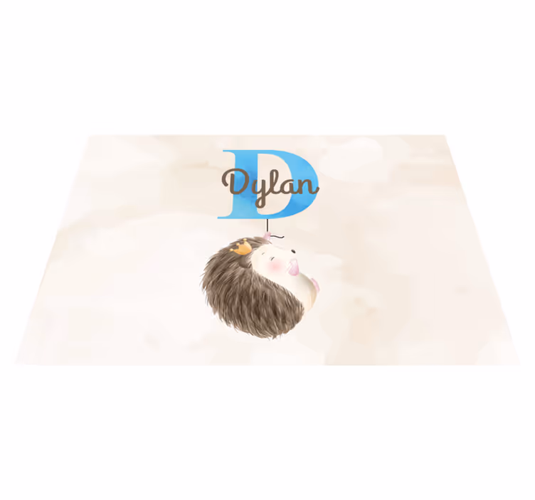 Cute Hedgehog Initial custom vinyl rug - TenStickers