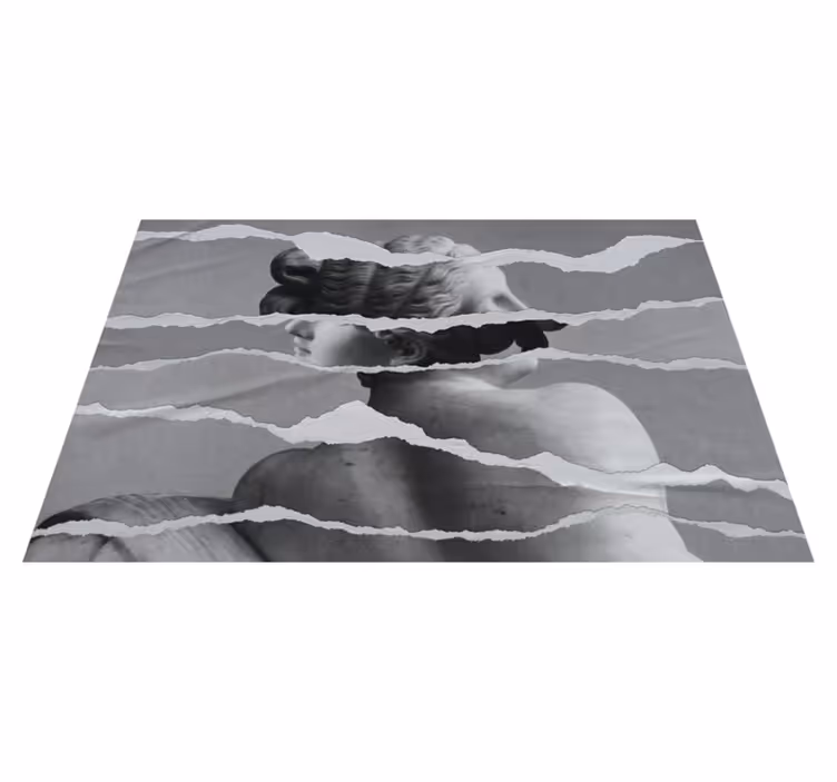 Greek statue image in torn paper style rug - TenStickers