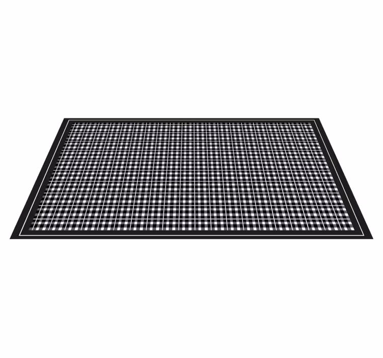 Checked grey pattern bedroom vinyl rug - TenStickers