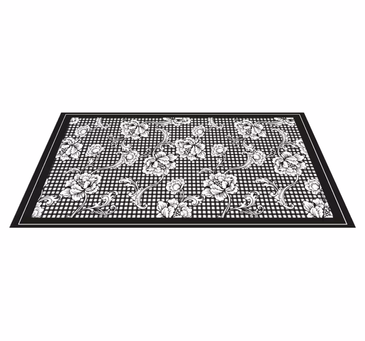 Black white gingham pattern entrance hall tiles - TenStickers