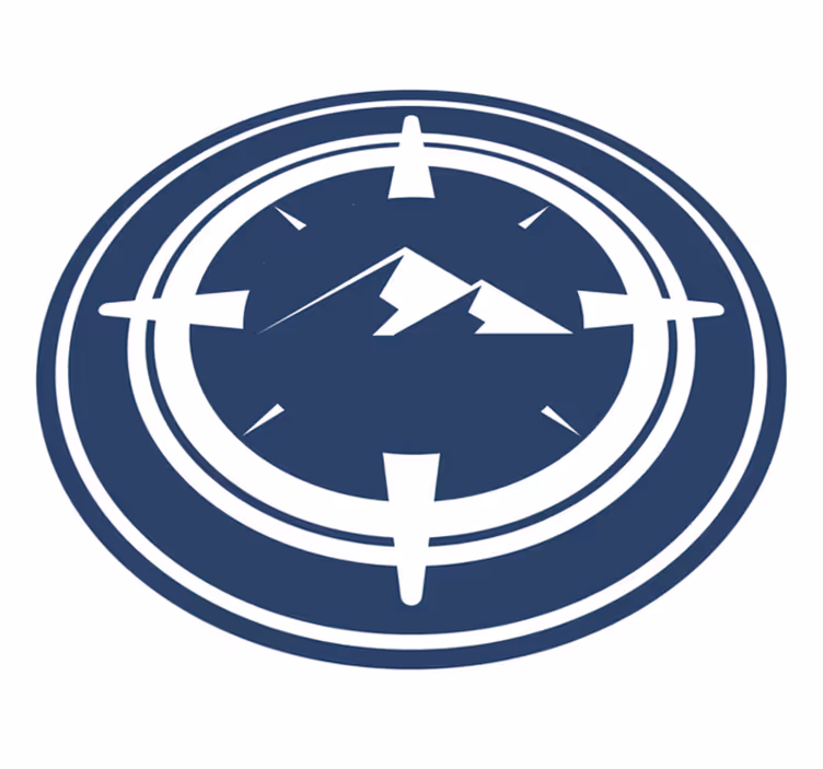 Round compass with mountains modern rug - TenStickers
