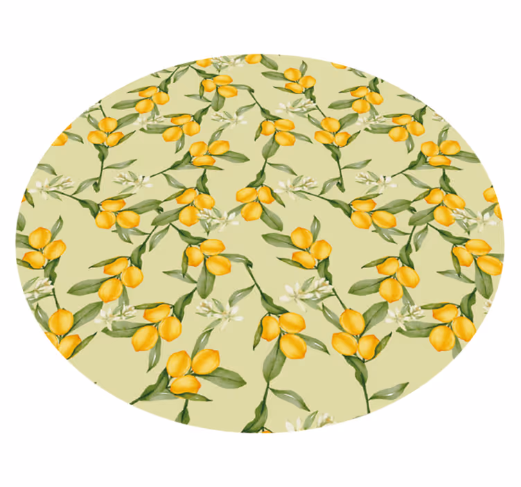 Tropical summer lemons pattern modern rug - TenStickers