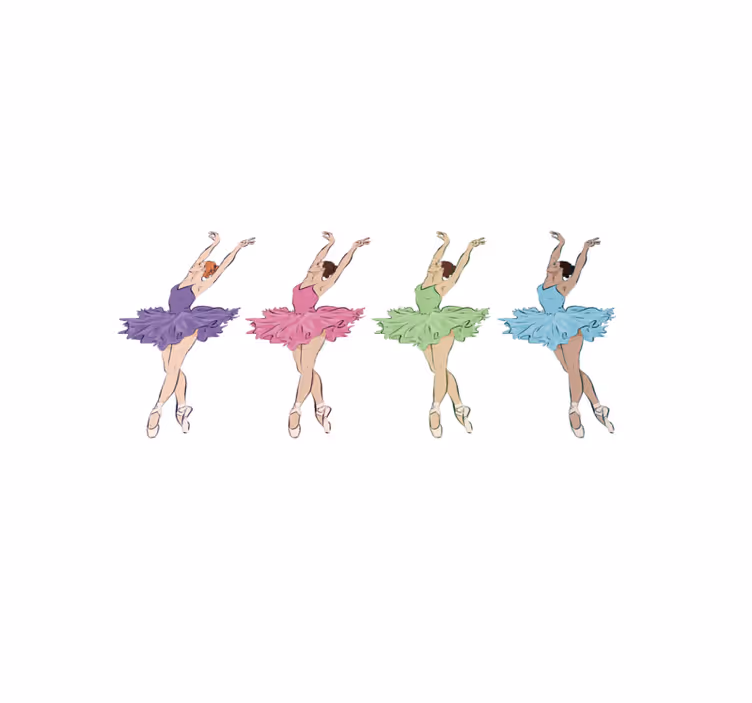 Ballet Dancers Set vinyl rug - TenStickers
