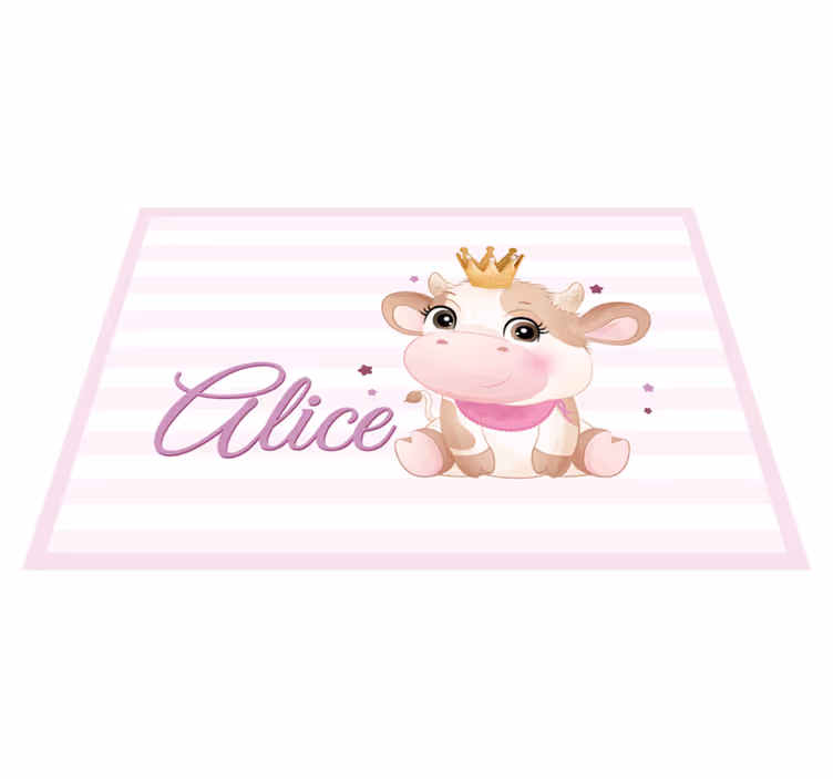 Cute cow for girl with name baby play mat - TenStickers