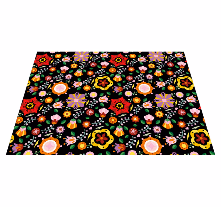 Bright Botanical Illustration flower vinyl rug - TenStickers
