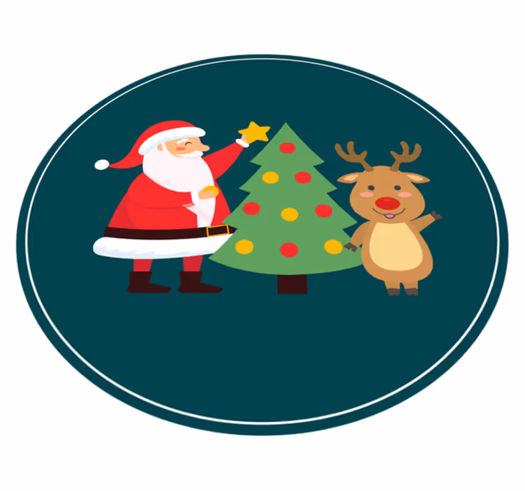 Festive Santa scene christmas vinyl rug - TenStickers