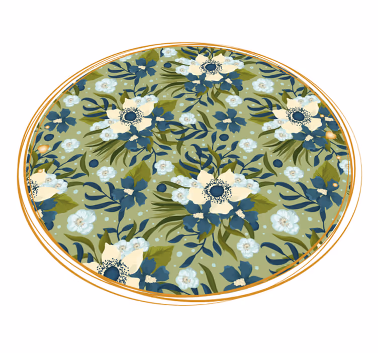 Round Flourishing Motif flower vinyl rug - TenStickers