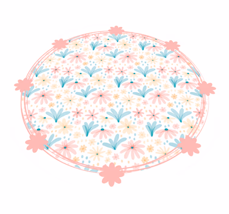 Gentle Bloom Motif flower vinyl rug - TenStickers
