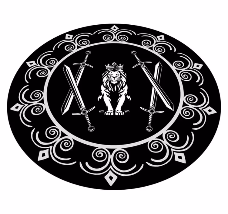Majestic Lion Emblem circular vinyl rug - TenStickers