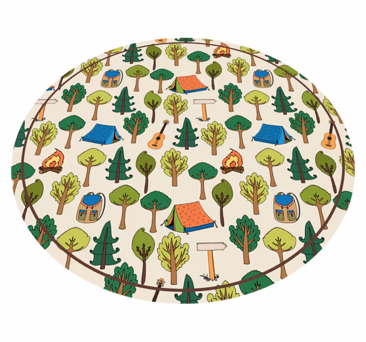 Camping adventure scene vinyl rug - TenStickers