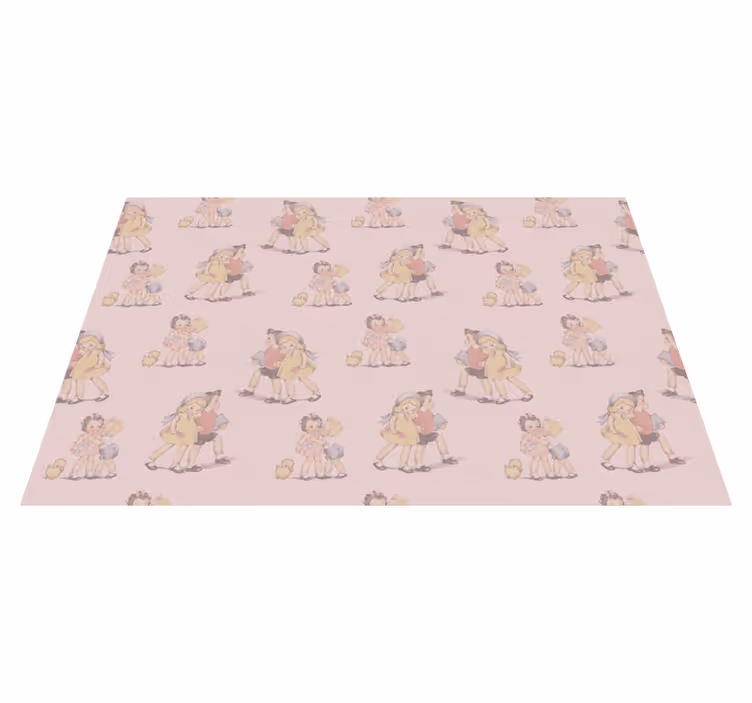 Retro Playful Friends kids vinyl rug - TenStickers