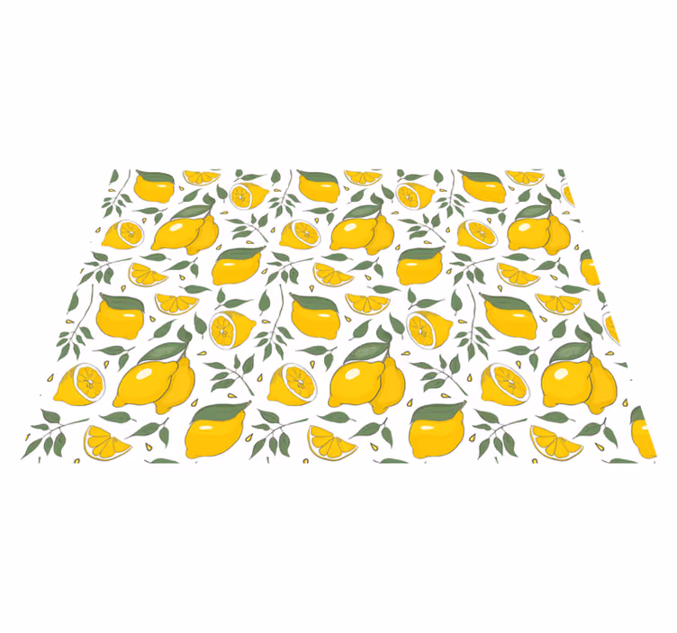 Lemons and flowers tropical kitchen floor tiles - TenStickers