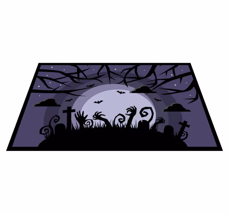 Spooky graveyard with the moon halloween rugs - TenStickers