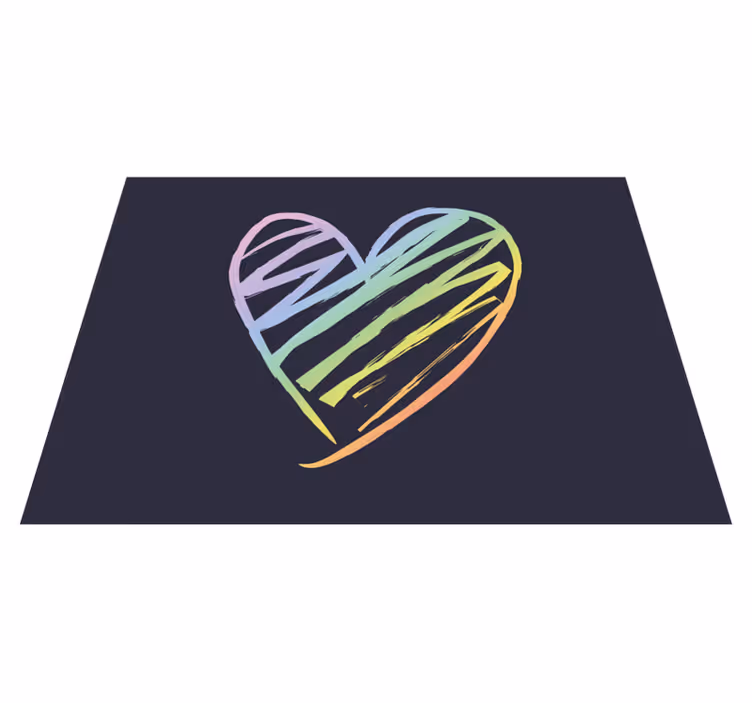 Rainbow holografic heart lines rectangular rug - TenStickers