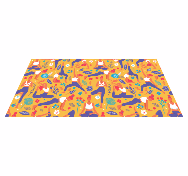 Vibrant Yoga Motifs teenager vinyl rug - TenStickers