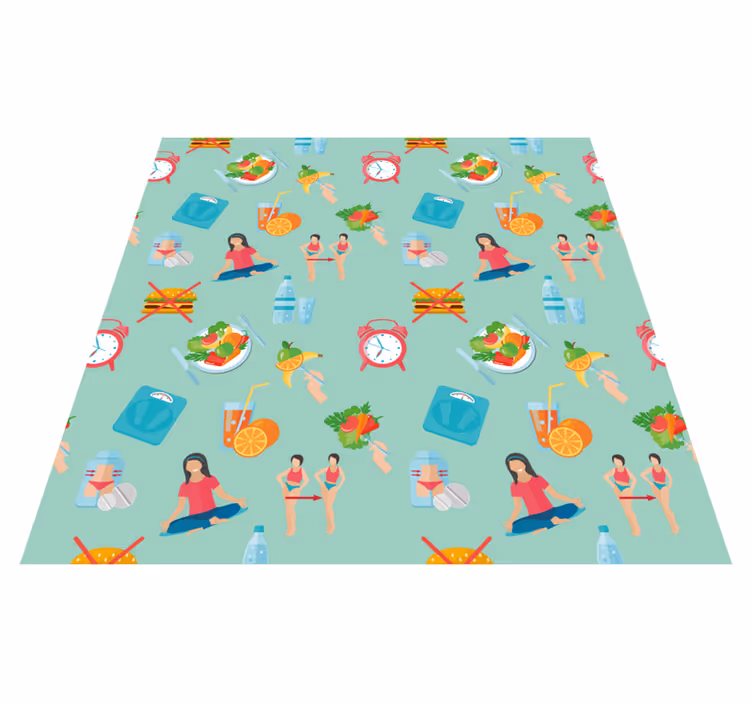 Healthy Lifestyle Icons vinyl rug - TenStickers