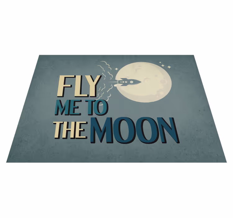 Rocket to Moon minimalist vinyl rug - TenStickers