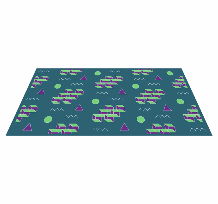 Colorful block shapes vintage vinyl rug - TenStickers