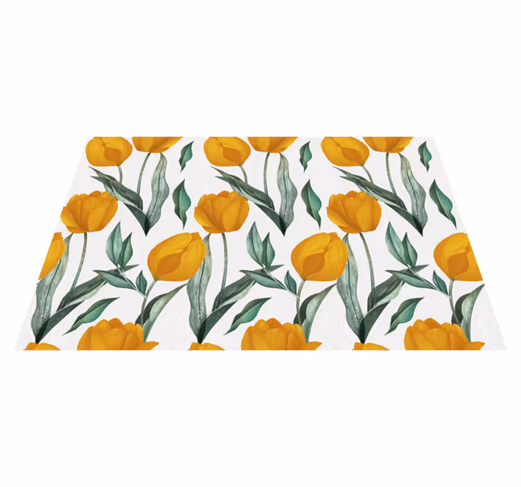 Bright Yellow Tulips flower vinyl rug - TenStickers