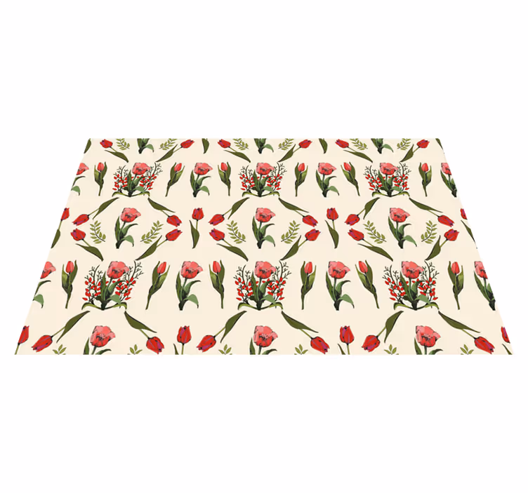 Bloom Motif flower vinyl rug - TenStickers
