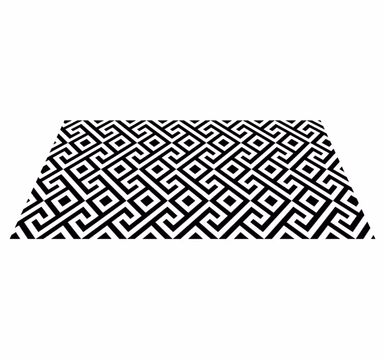 Bold black and white pattern geometric vinyl rug - TenStickers