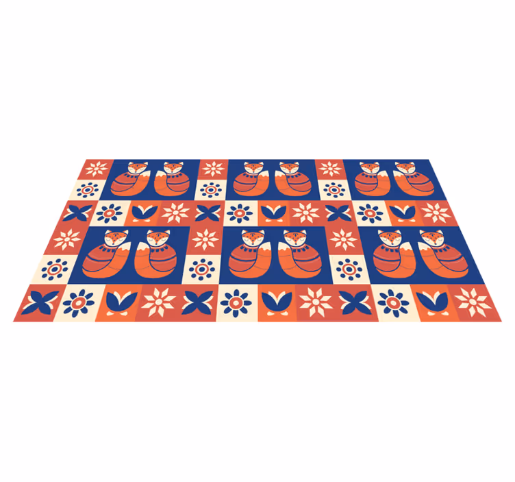 Colourful Fox Patterns vinyl rug - TenStickers