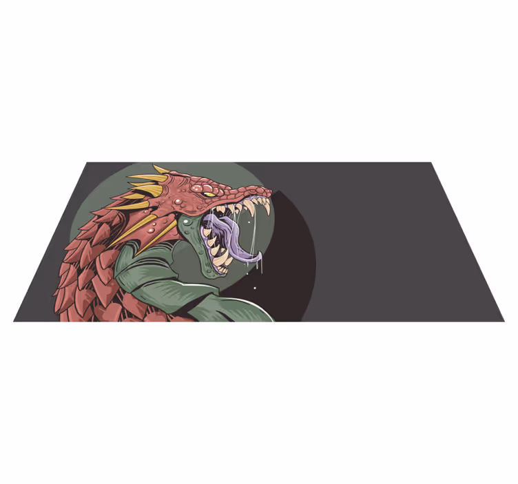 Dragon Head Illustration teenager vinyl rug - TenStickers