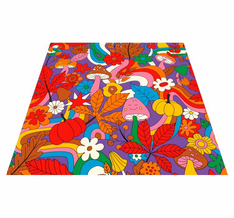 Colorful floral design flower vinyl rug - TenStickers