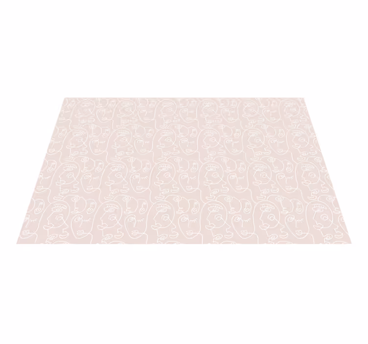 Minimalist Line Faces modern vinyl rug - TenStickers